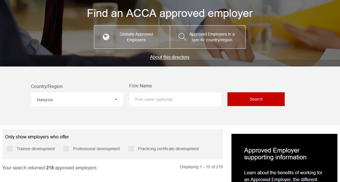 nhà tuyển dụng được acca phê duyệt